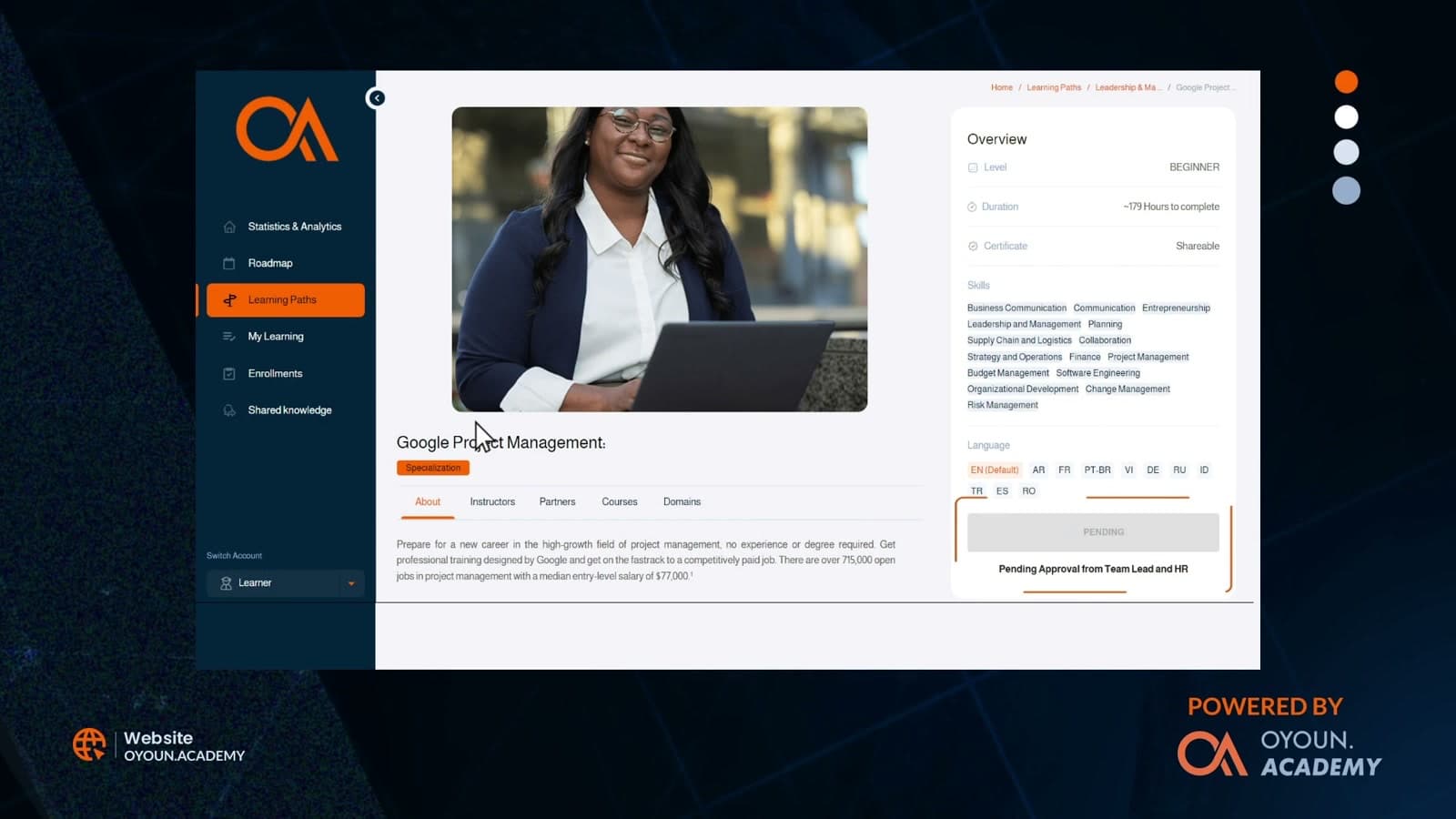 Enrollment waiting for Team Lead and HR approval