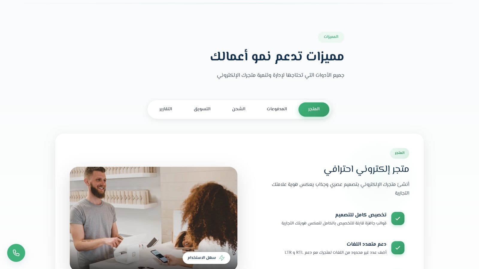 Store features: design, payments, shipping, marketing, and reports